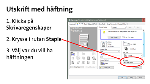 Häftning utskrift instruktion