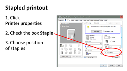 Instructions for stapled printout